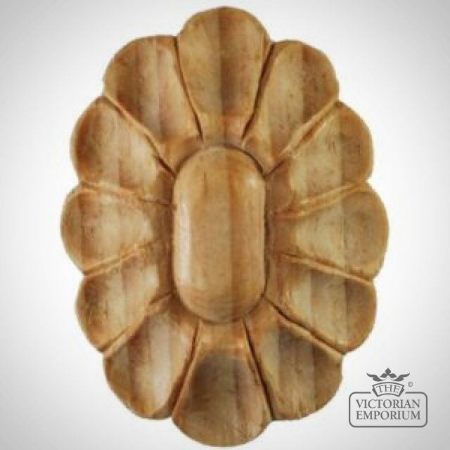 Pn424 Oval Flower Carved In Wood Pine 300x300