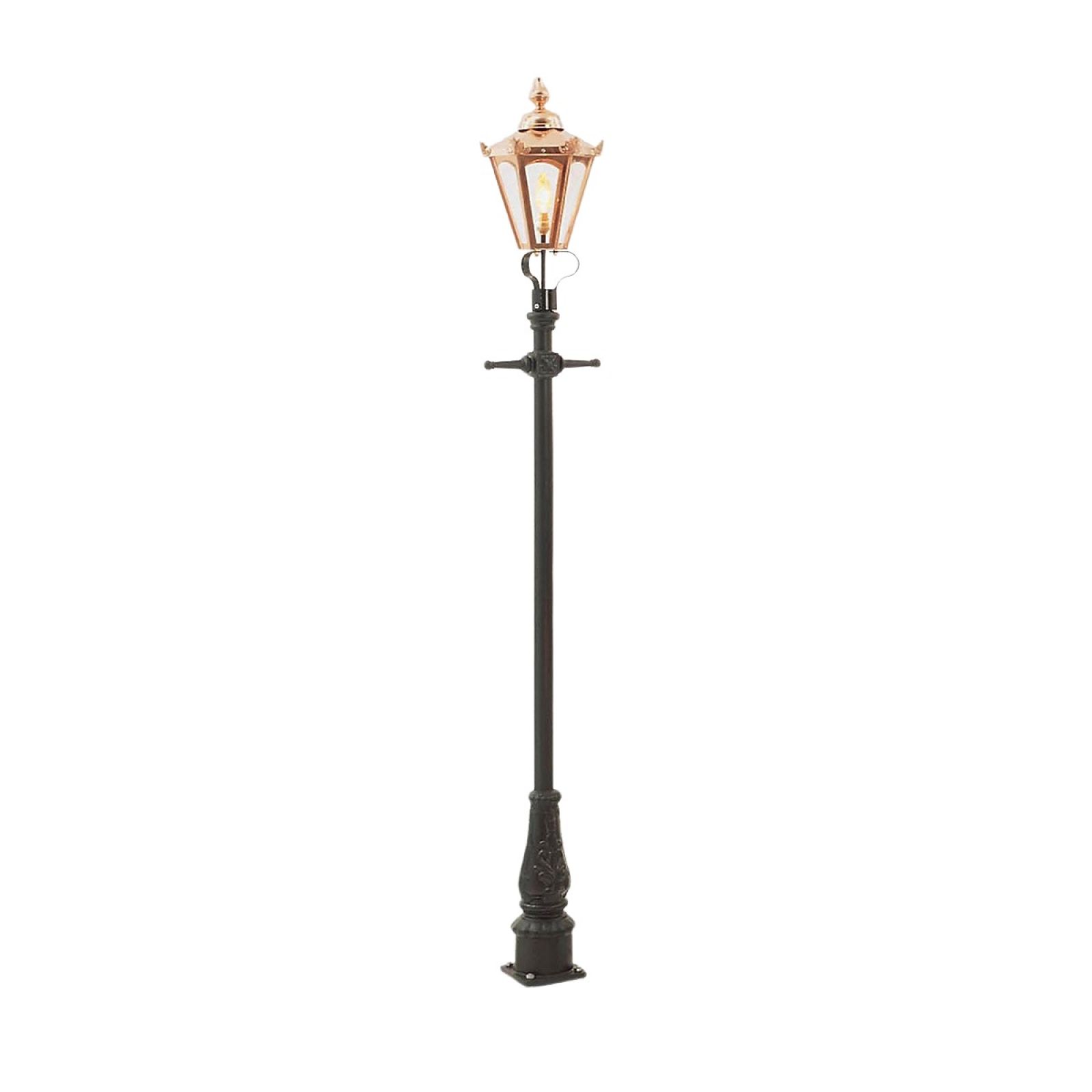 Lamp post 2310mm high and copper hexagonal lantern