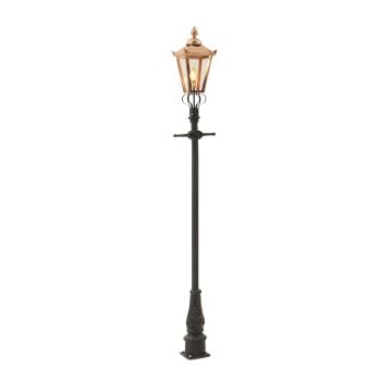 Lamp post 3350mm high and large hexagonal steel lantern - 3350mm high