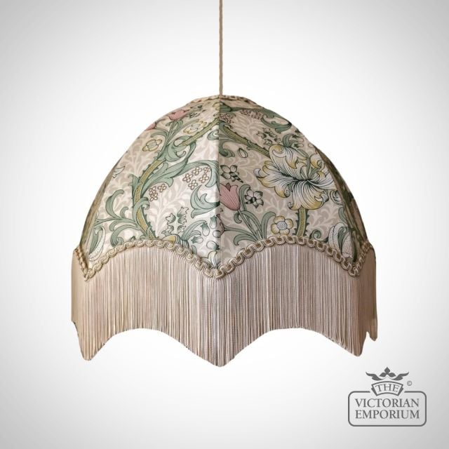 William Morris Golden Lily Deluxe Domed Decorative Fringed Lamp Shade  Lily Blush