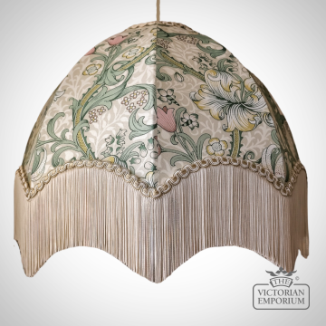 William Morris Golden Lily Fringed Lampshade   Linen  Shopify Portrait White Background 1080 X 1350 Px 4
