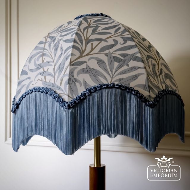 William Morris Willow Boughs Deluxe Domed Decorative Fringed Lamp Shade in a Choice of Sizes