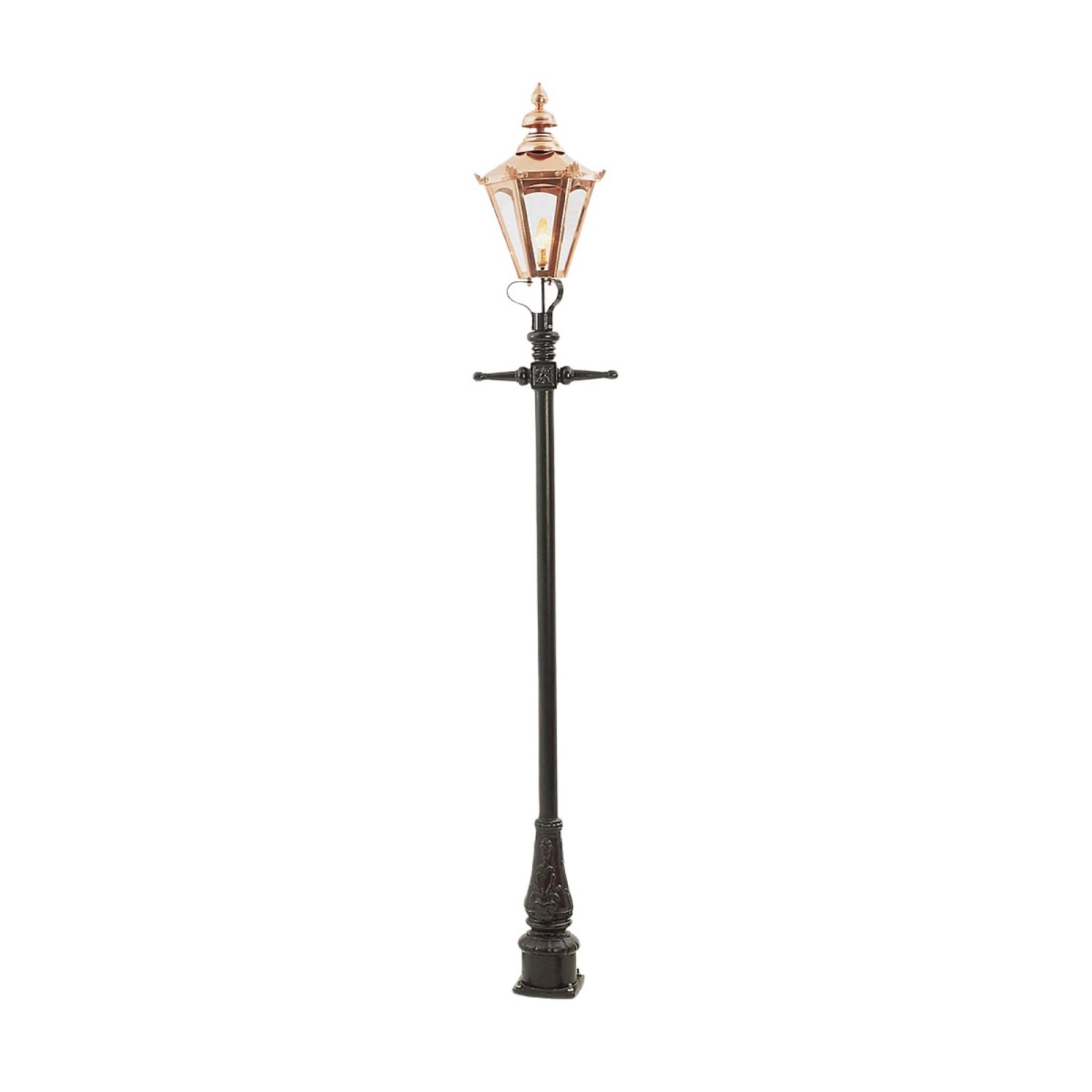 Lamp post 2690mm high and medium copper hexagonal lantern