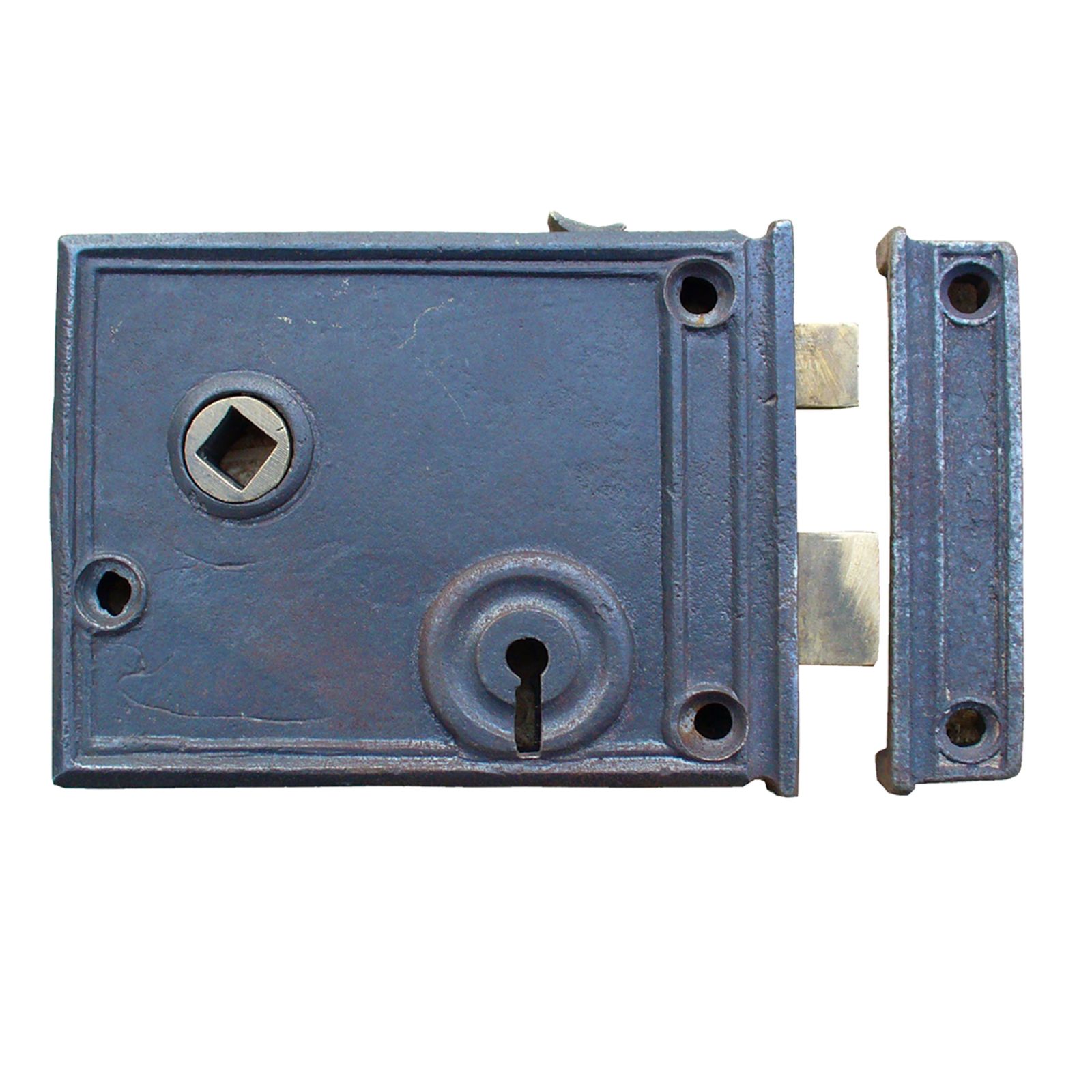 Rim Lever Lock Cast Iron Horizontal Antique Iron | Locks