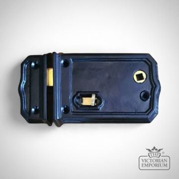Rim Latch With Slide Bolt Medium Cast Iron Satin Black 150mm / 6″