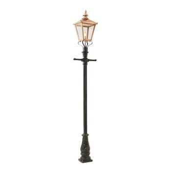 Lamp post 3300mm high and large copper square lantern