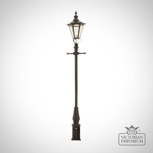 Lamp post 3350mm high and large hexagonal steel lantern - 3350mm high