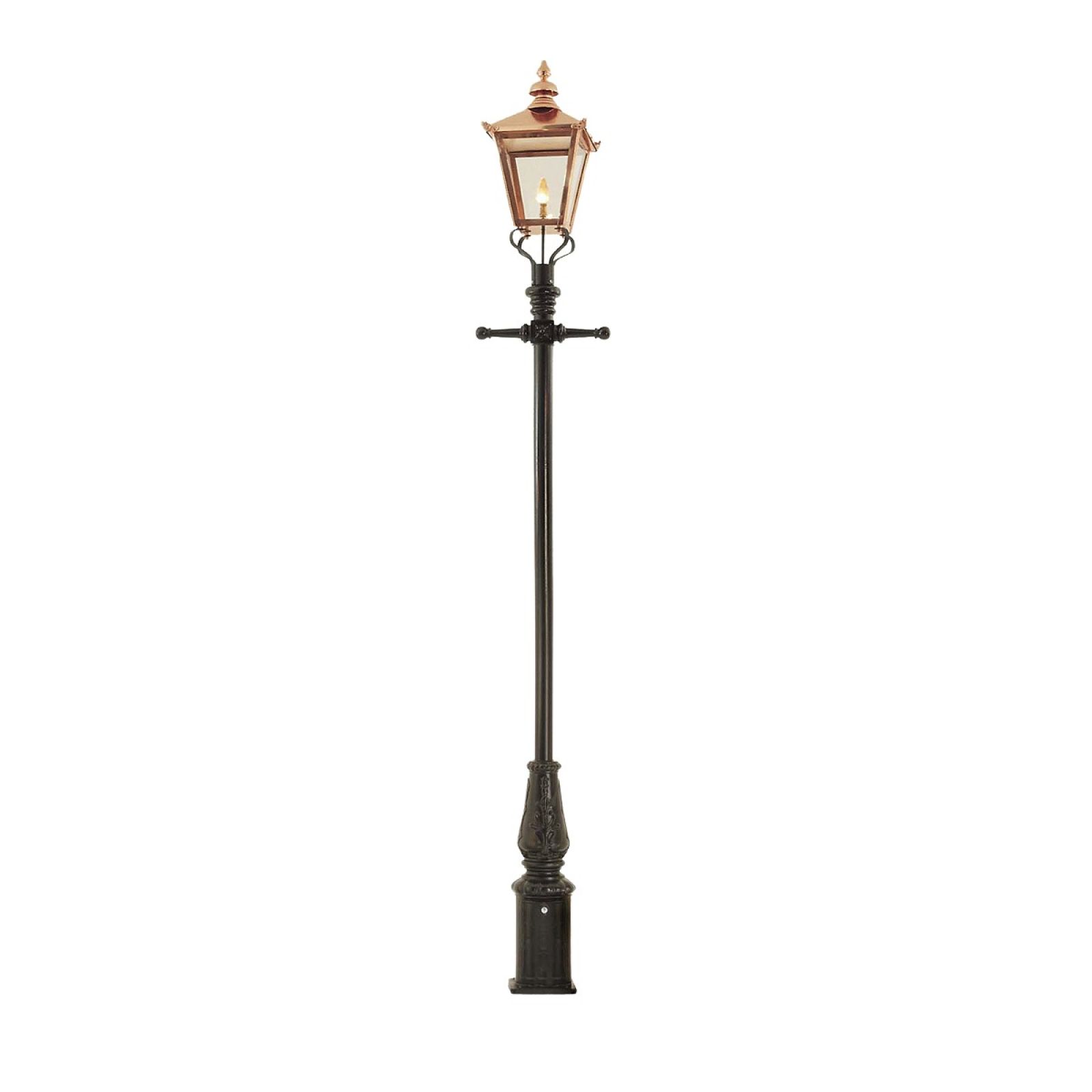 Lamp post 3505mm high and large copper square lantern