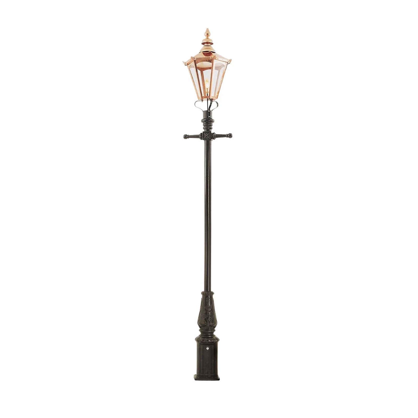 Lamp post 3555mm high and large copper hexagonal lantern