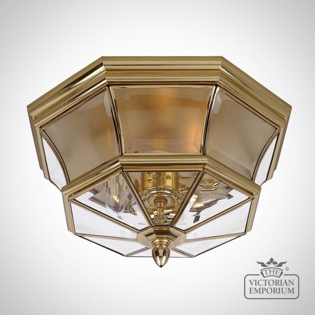 Newbury Flush Mount Light in Polished Brass