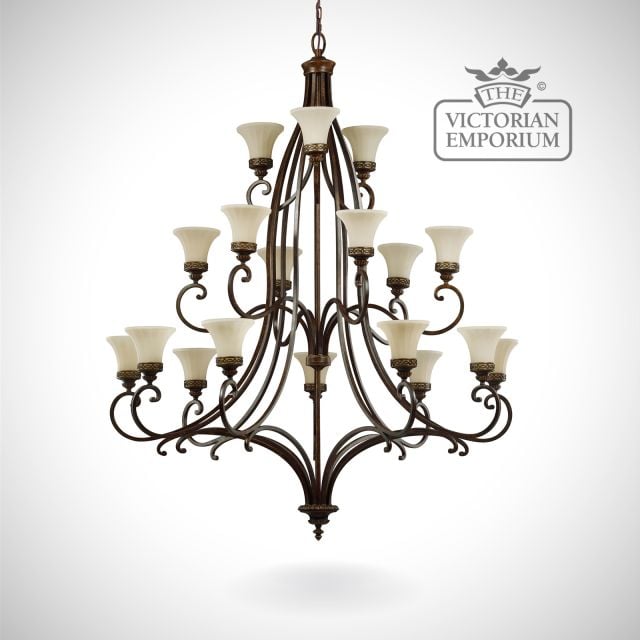 Walnut chandelier with 18 up lights | The Victorian Emporium