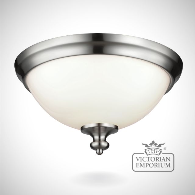 Parks small flush mount light in brushed steel