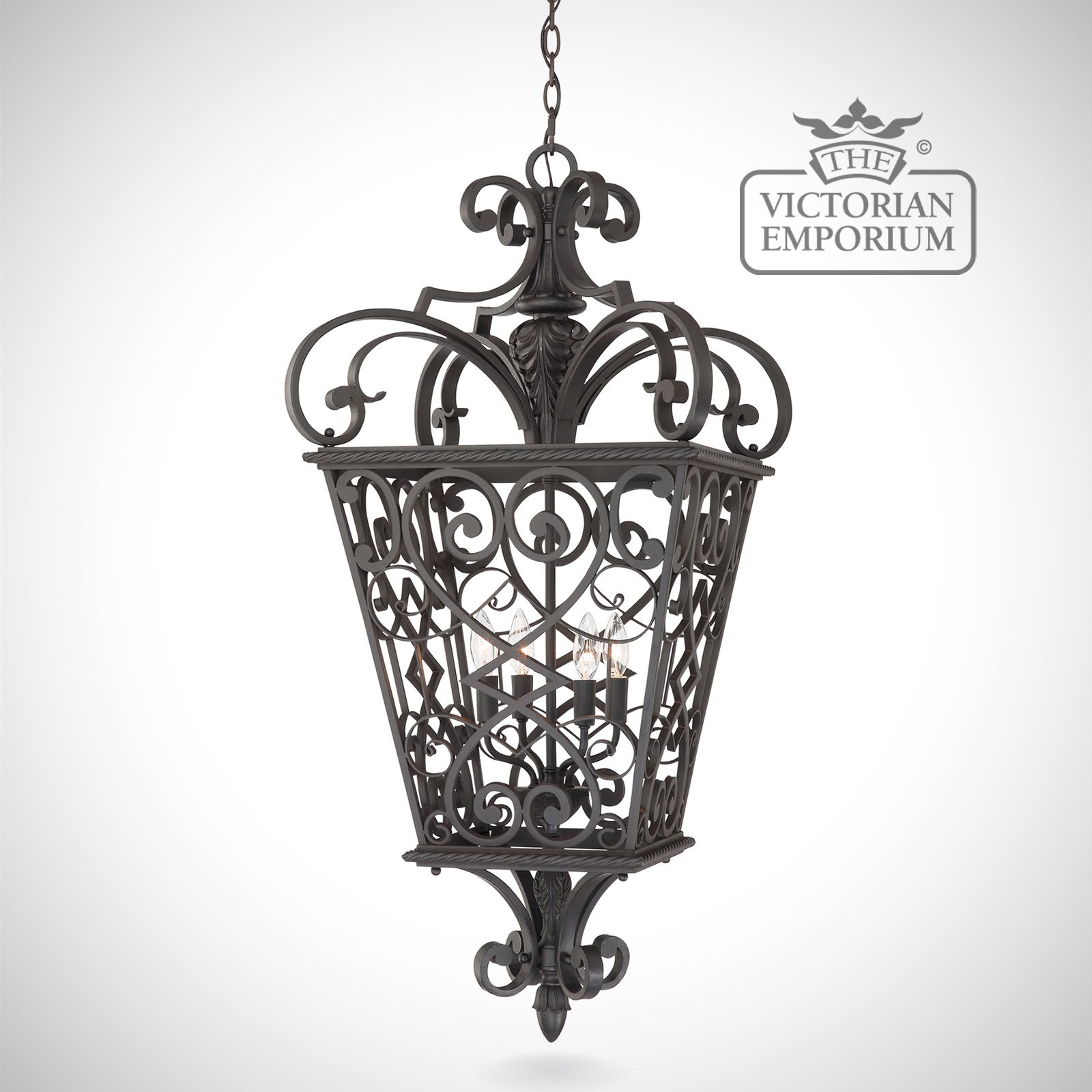 Quinn 4 light chain lantern in black