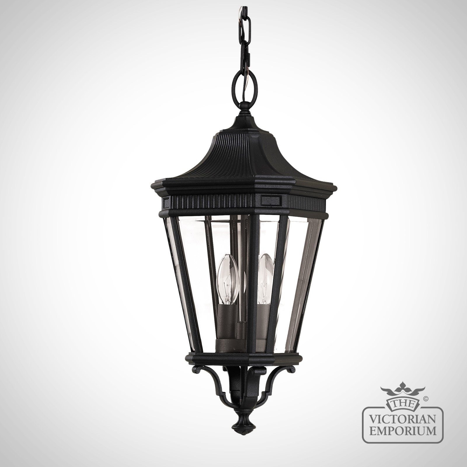 Cotswold Medium chain lantern in Black