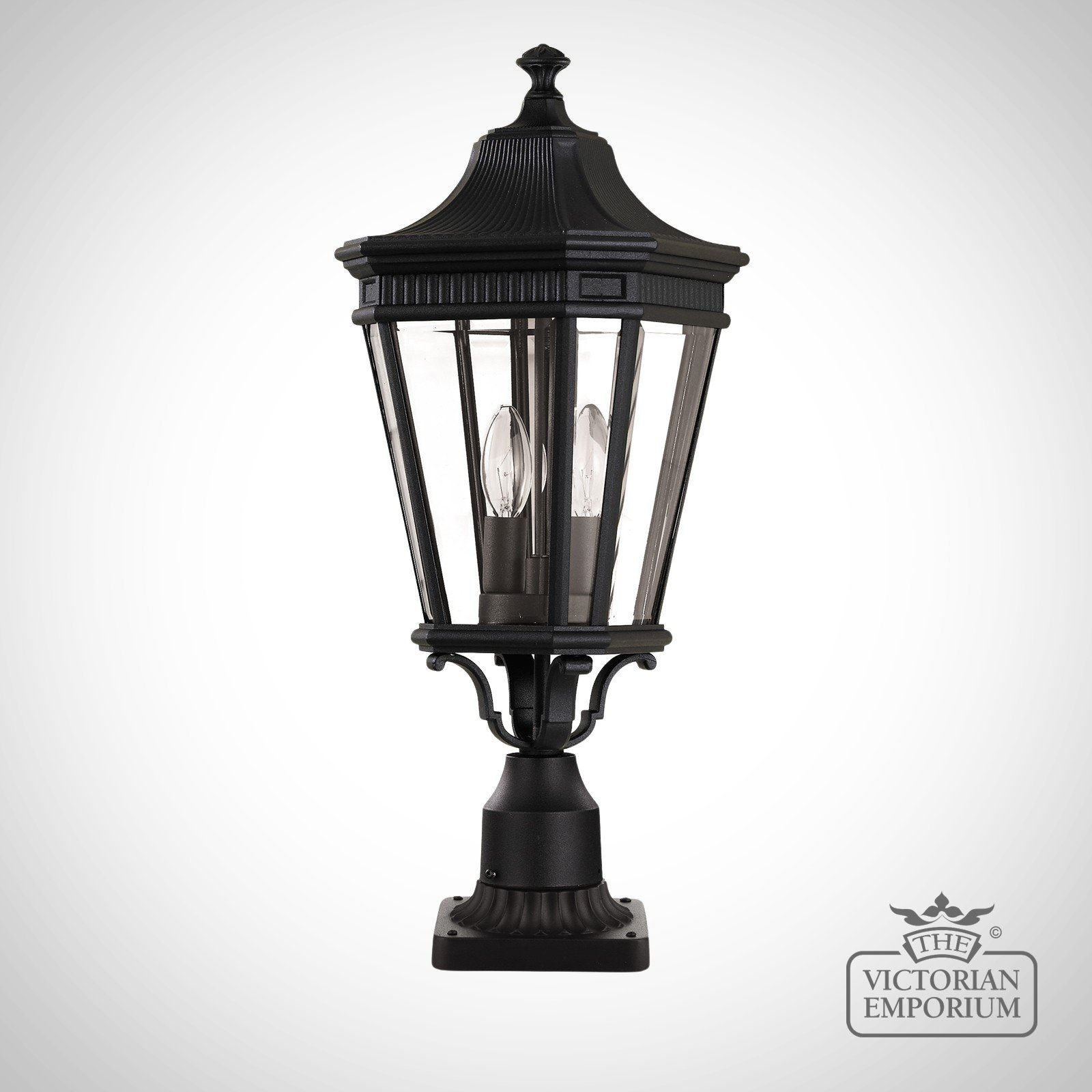 Cotswold Medium Pedestal Lantern in Black