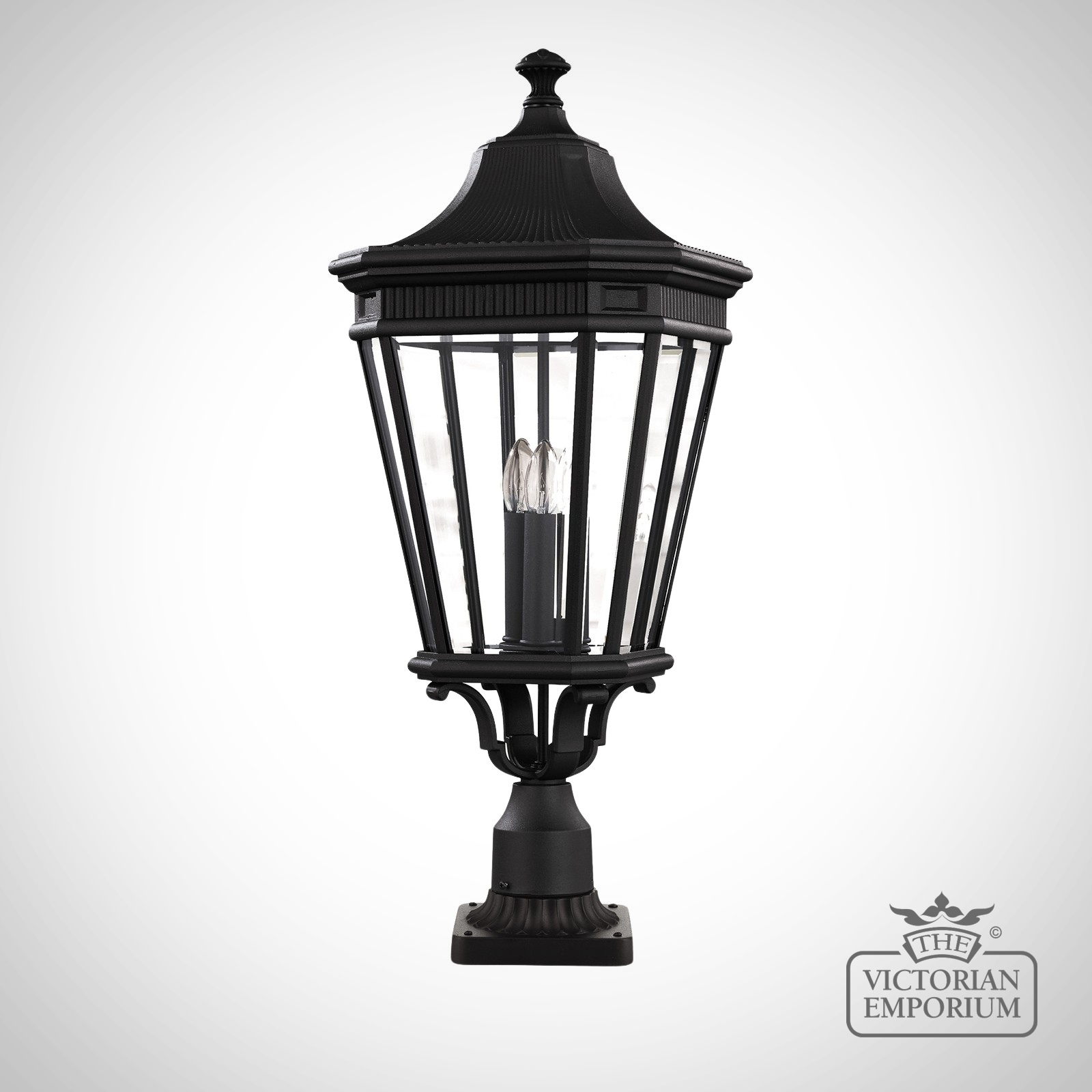 Cotswold Large Pedestal Lantern in Black