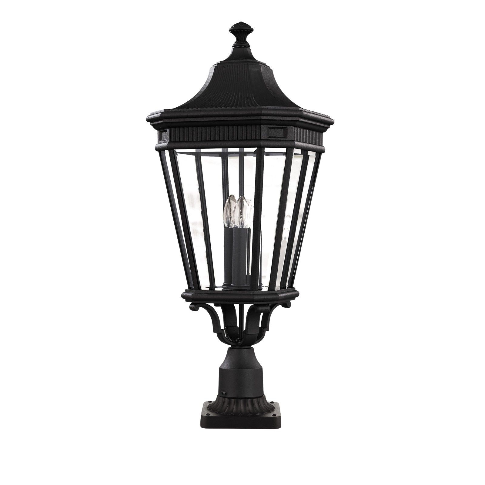 Cotswold Large Pedestal Lantern in Black Pedestal Lanterns