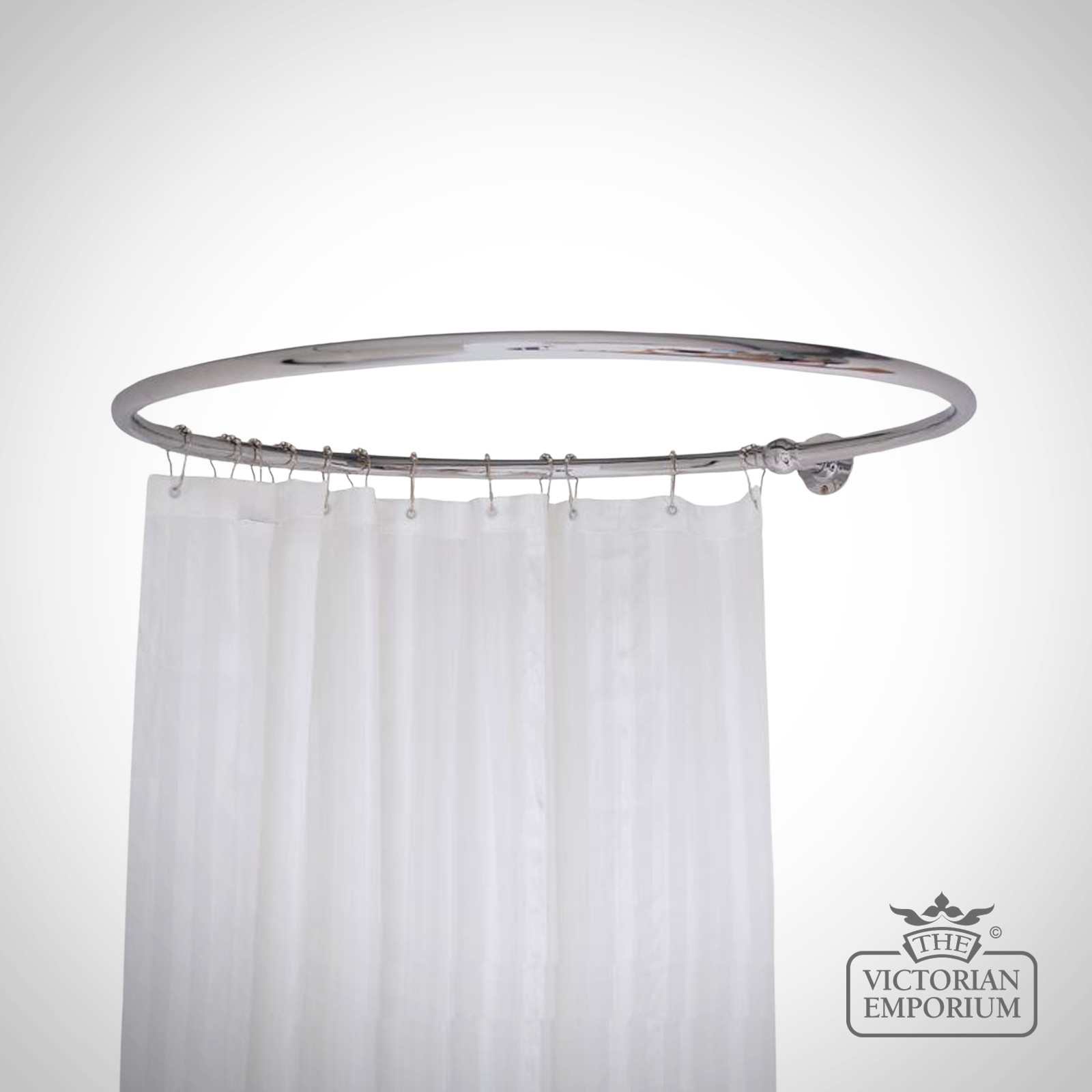 Round Shower Curtain Rail Chrome with One Wall Stay