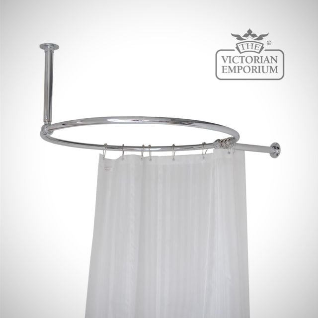 Round Shower Curtain Rail Chrome with a Wall and Ceiling stay