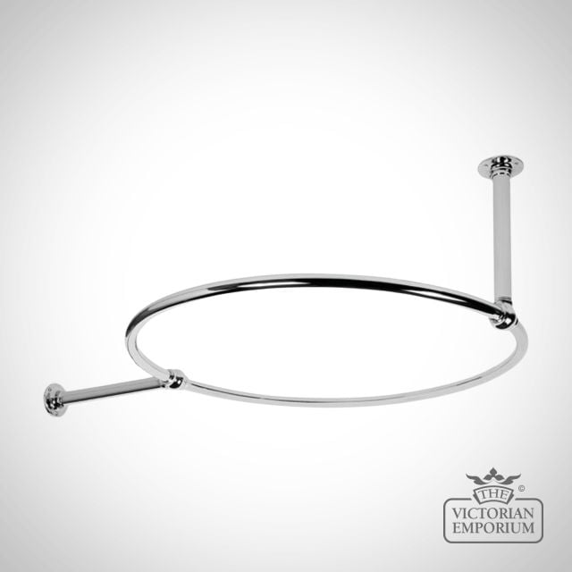Round Shower Curtain Rail Chrome with a Wall and Ceiling stay
