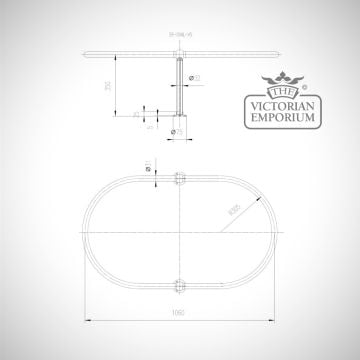 Shower Curtain Rail Freestanding Bath Chrome Roll Top Oval Round Victorian 19thcentry Steampunk Old Classical Decorative Ceiling Sr Oval Vs C Line 800