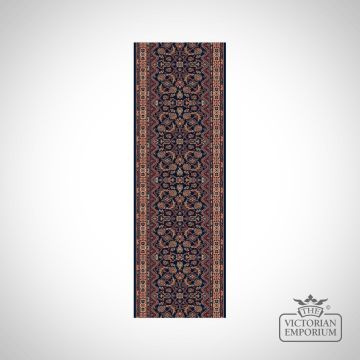 Victorian Stair Runner Carpet - 100% Wool - style KO1175 - Navy