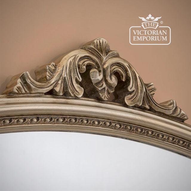 Mirror Victorian 19thcentry Steampunk  Old Classical Gold Gilt Wall Round Oval Mantel Victorian Decorative Luxury Om882 Silver Detail