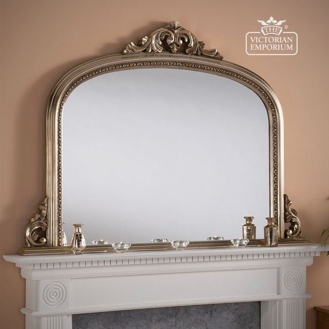 Mirror Victorian 19thcentry Steampunk  Old Classical Gold Gilt Wall Round Oval Mantel Victorian Decorative Luxury Om882 Silver Insitu