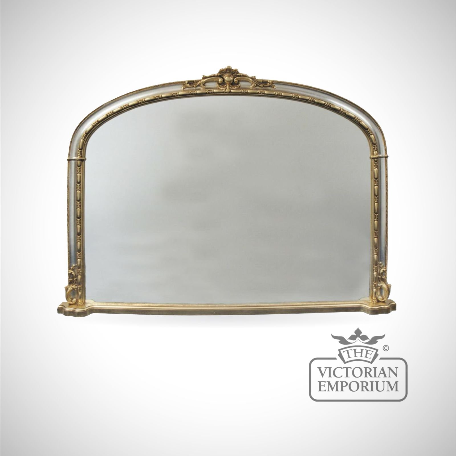 Hampton Overmantle Mirror With Silver, Victorian Overmantle Mirror White