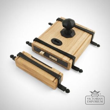 Black Oak Box Rim Lock & Octagonal Door Knob Set