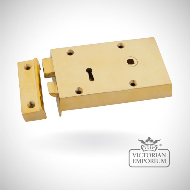 Polished Brass Right Hand Rim Lock - Small