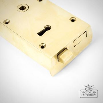 83577  Small Left Handed Cast Iron Rim Lock Brass Main 1 L