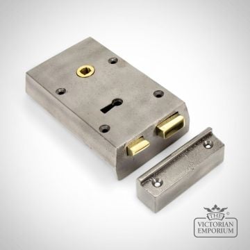 83583  Small Left Handed Cast Iron Rim Lock Iron 1