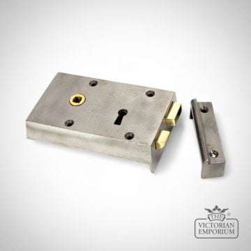 83583  Small Left Handed Cast Iron Rim Lock Iron Main L