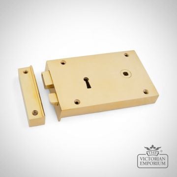 Polished Brass Right Hand Rim Lock - Large