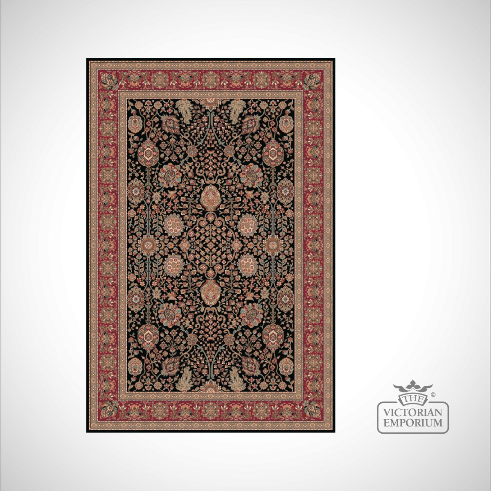 Victorian Rug style FA5687 Black/Red Rugs
