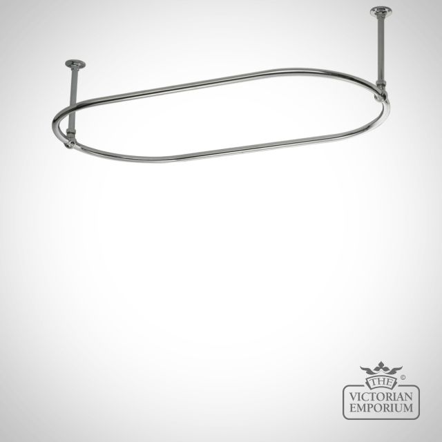 Oval Shower Curtain Rail with Ceiling Stays - 1625mm long - in a wide choice of finishes
