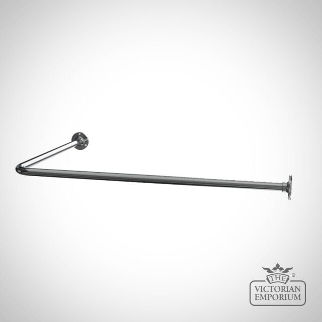 Right Angle Wall Mounted Shower Curtain Rail mounted to two walls  - in a wide choice of finishes
