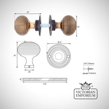 Handle Knob Door Cupboard Line Drawing Dimensions Ironmongery Traditional Victorian Old Classic 83633 V