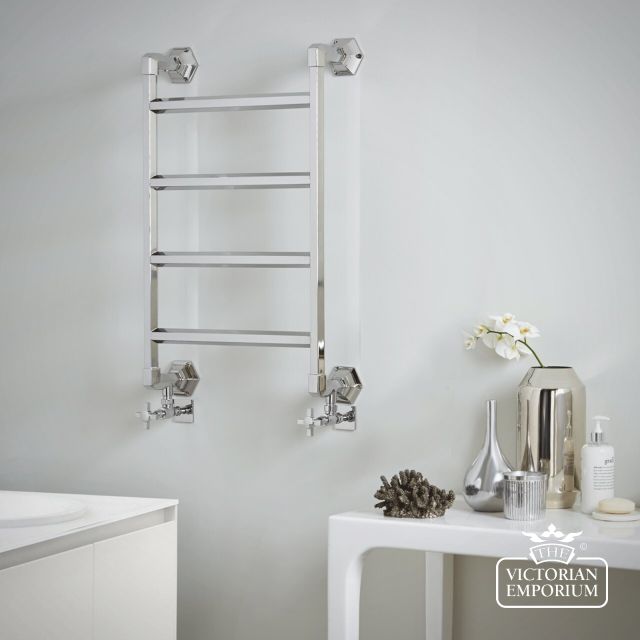 Art Nouveau Wall Mounted Heated Towel Rail In A Choice of Sizes and Finishes