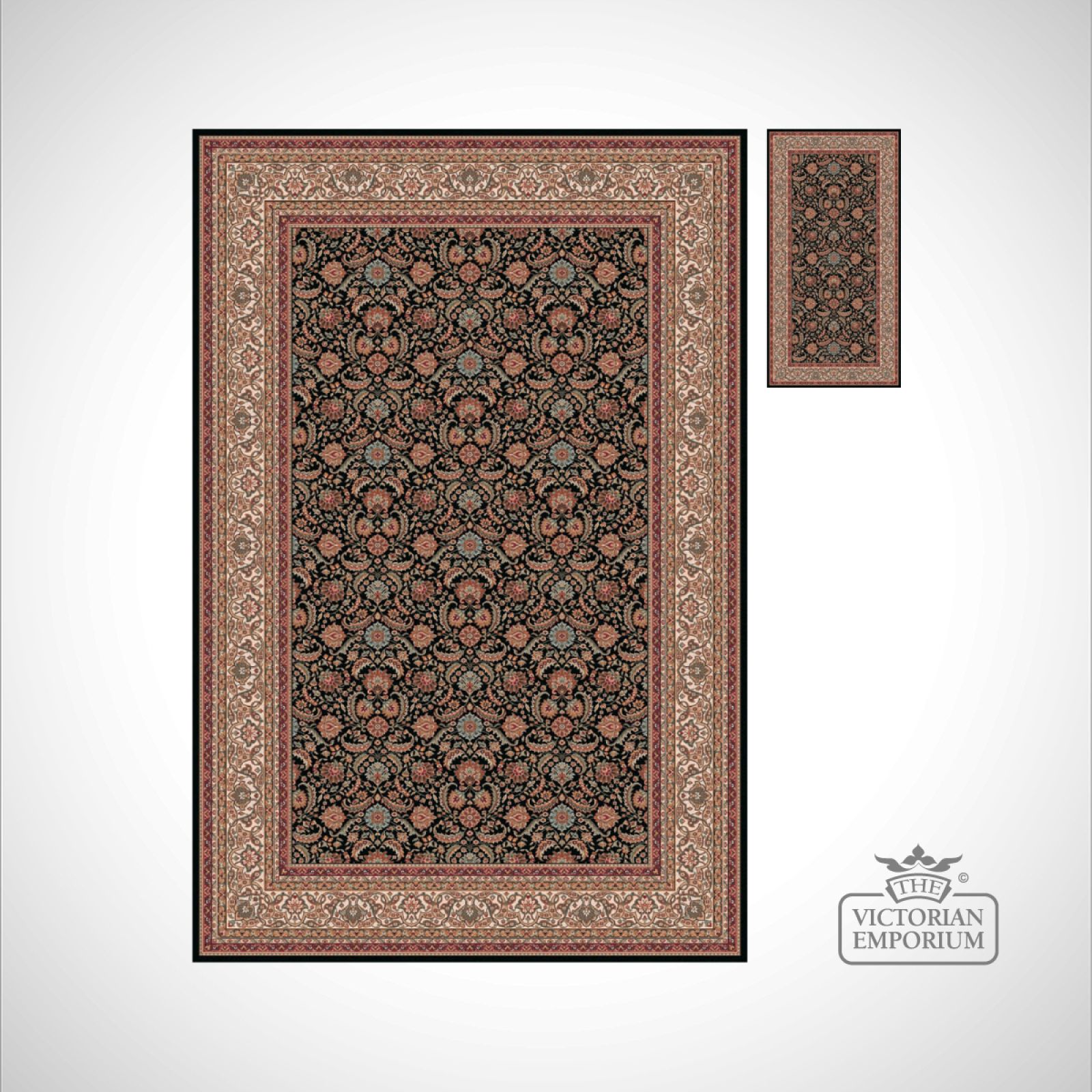 Victorian Rug style NA1288 Black Rugs
