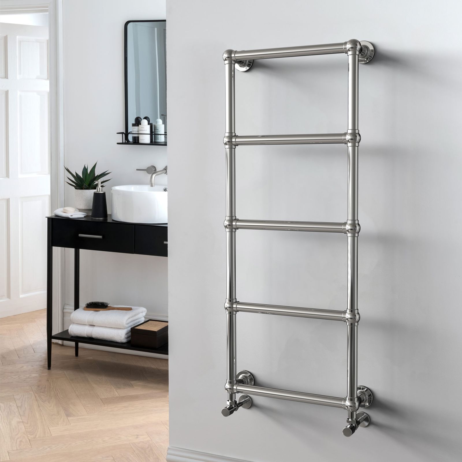 Ballerina Wall Mounted Heated Towel Rail 498mm wide in a choice of