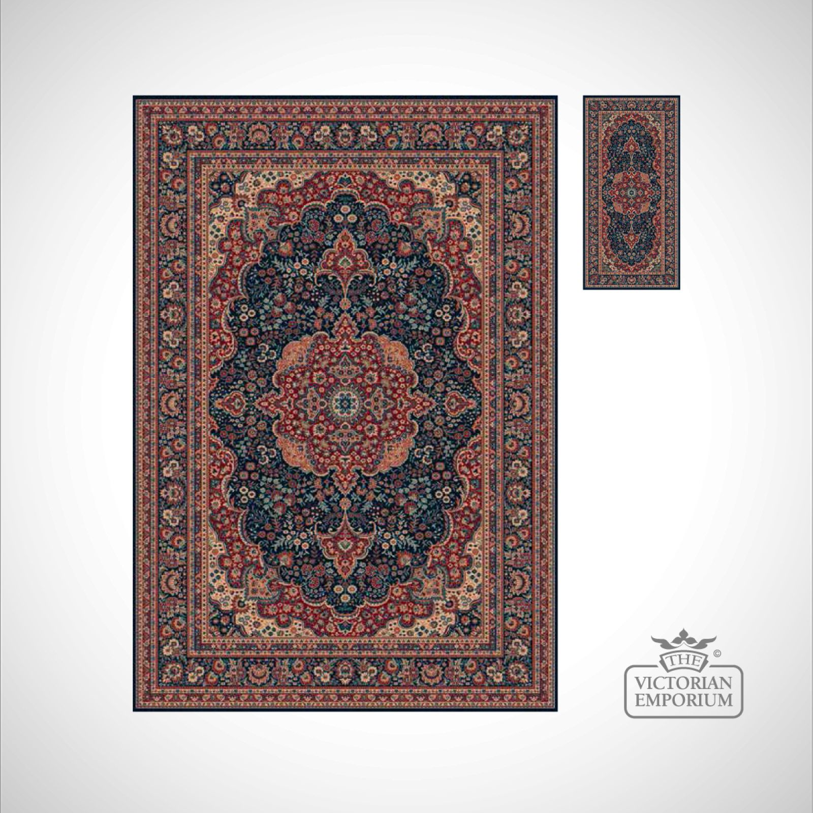 Victorian Rug style RO1560 Red or Navy Rugs