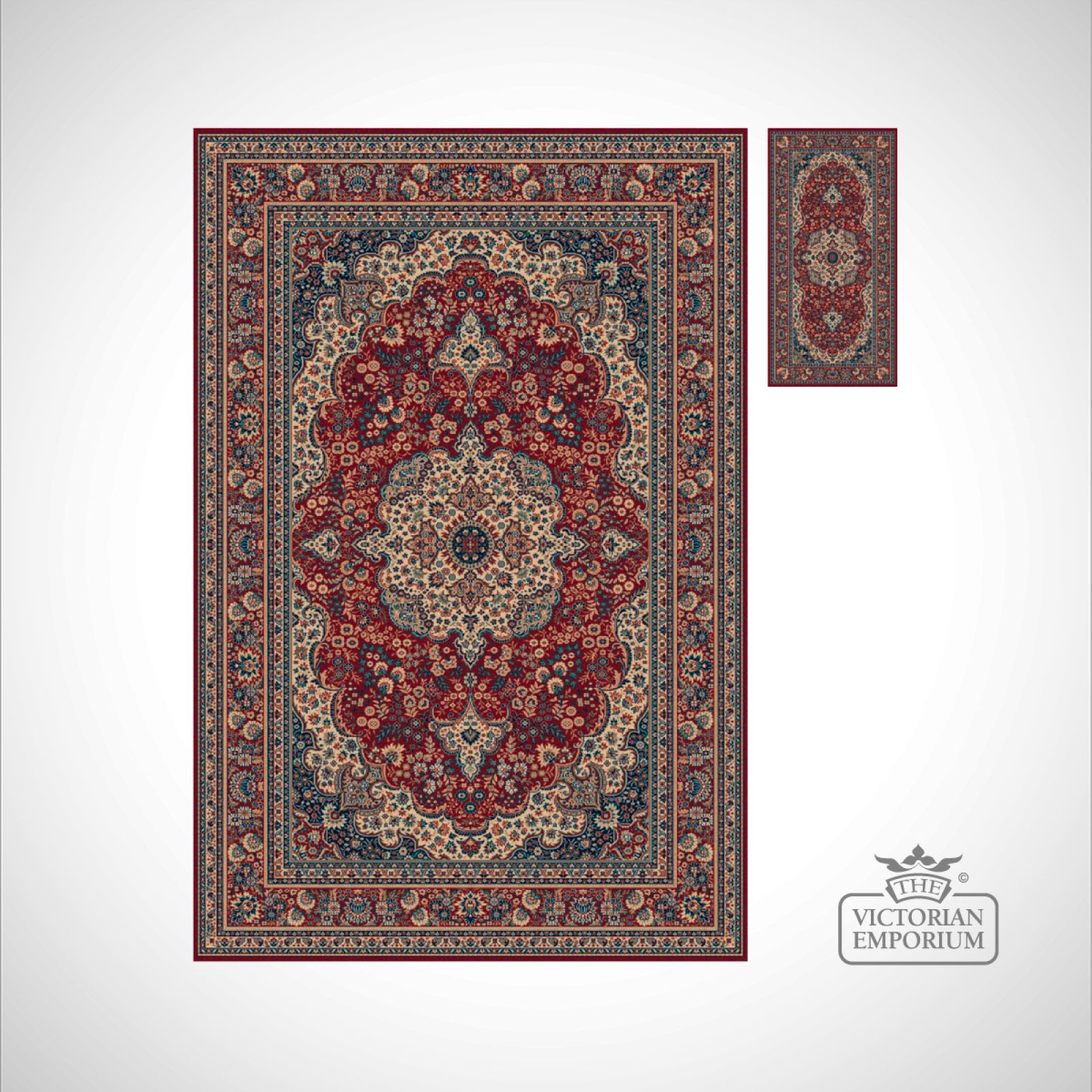 Victorian Rug style RO1560 Red or Navy Rugs