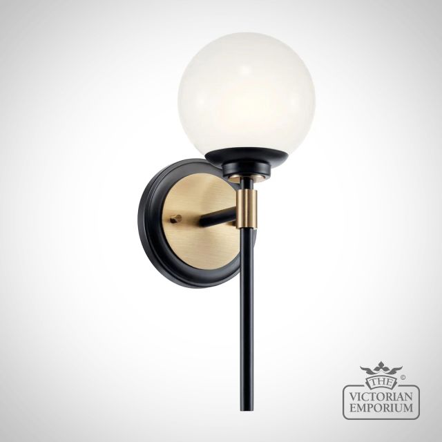 Benno Single Bathroom Wall Light in Black and Champagne Bronze