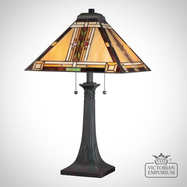 Tiffany Navajo  Table Lamp with Art Glass Shade