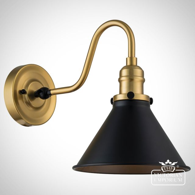 Provence Wall Light in Aged Brass and Matt Black