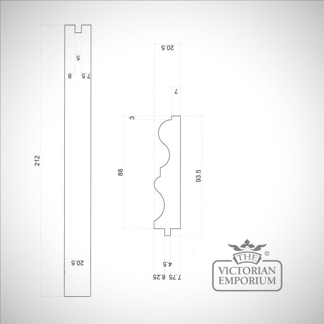 Deep Skirting Board Moulding Victorian Traditional Pine Redwood Oak Ash Sapele Beech Maple Larch Old 300mm 126b Drawing