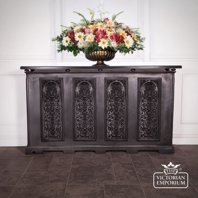 Cast Iron 4 Panel Radiator Cover With Decorative Vase Design