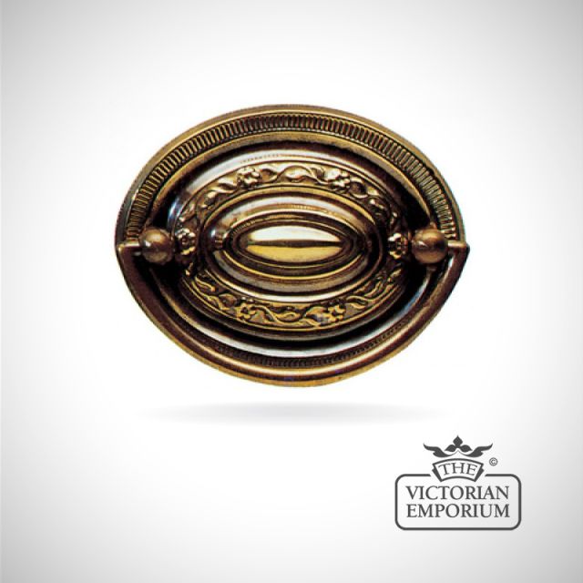 Fat oval stamped brass plate handle Plate Handles